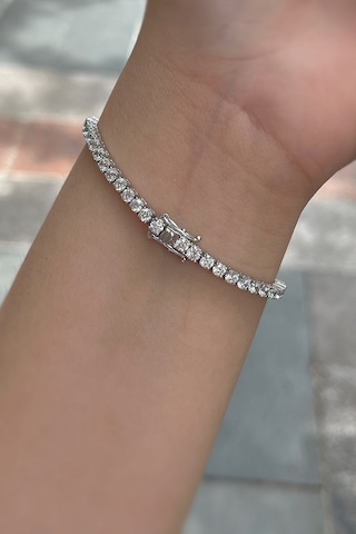 Gümüş 3 Mm Taşlı Pırlanta Montür Su Yolu Bileklik