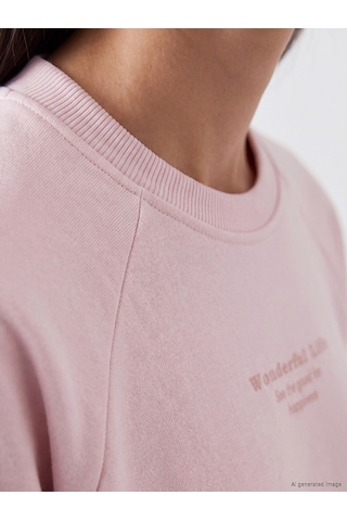 LC Waikiki Lc Waıkıkı Pembe Baskılı Oversize Kadın Sweatshirt