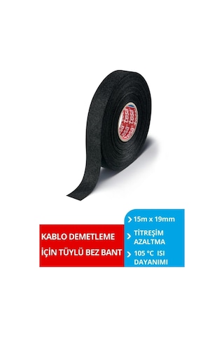 Bez Bant, Pet Tüylü, Isı Dayanımlı, Siyah, 15m X 19mm