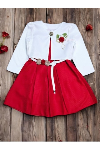 Bolero Hırkalı Kız Çocuk Elbise Sarı