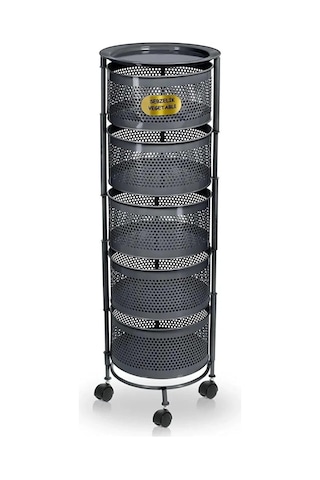 5 Katlı Açılır Kapanır Paslanmaz Metal Sebzelik Yükseklik 94 Cm - Antrasit Diğer