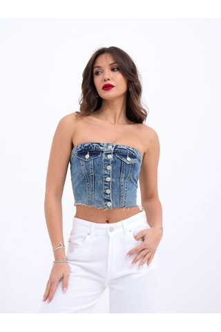 Defymoda 6285 Kot Bluz-mavi Mavi