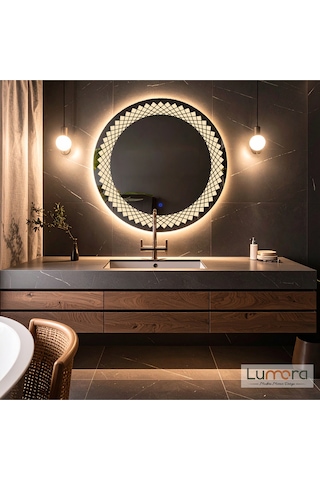 Elyssara Günışığı Led'li Lazer Kumlamalı Lavabo & Banyo Aynası Dokunmatik Sensörlü