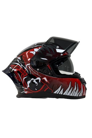 Rivox R1 Venom Kapalı Motosiklet Kaskı Beyaz Kırmızı Siyah