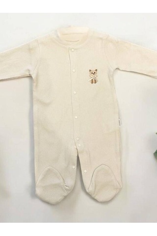 Zekids Bebek Çıtçıtlı Kedi İşlemeli Tulum-15069 Bej