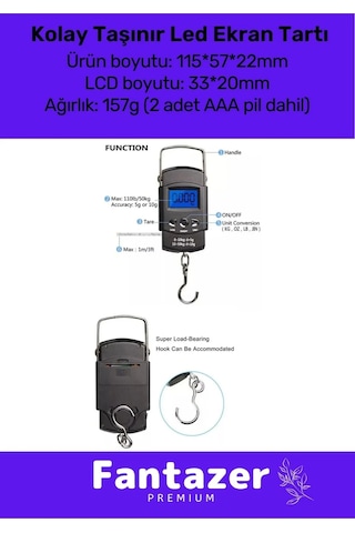 Seyahat Bavul Ağırlık Tartı Dijital Çok Amaçlı Taşınabilir Bagaj Tartısı Max 50 Kg Çok Renkli