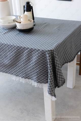 1 Adet 130x170cm Dama Desenli Masa Örtüsü, Sofra Bezi, Piknik Örtüsü, Ekose Desenli Masa Örtüsü Siyah