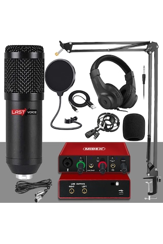 Stüdyo Ekipmanları Style Paket-2 Bm800 Mikrofon Ses Kartı Stüdyo