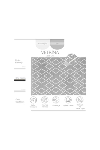 Cool Halı Vetrina 3605 Gri Yumuşak Doku Halı Kilim Salon Mutfak Koridor Kesme Yolluk Dokuma Makine Halısı