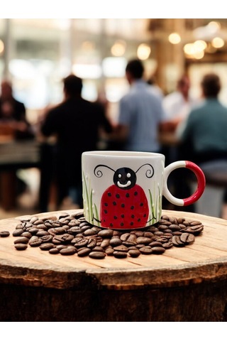 Seramik Kupa Bardak Uğur Böceği Tasarım