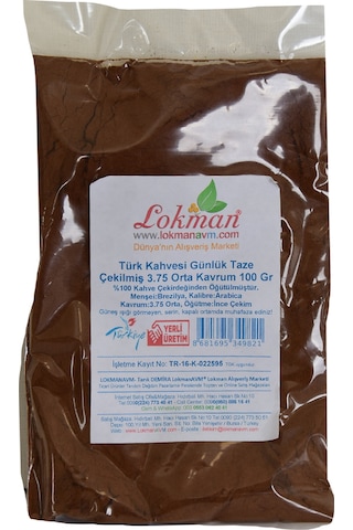 Lokman Avm Türk Kahvesi Günlük Taze Çekilmiş 3.75 Orta Kavrum 100 G Paket