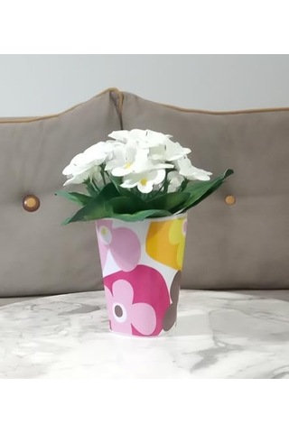 Vazo Dahil,vazo Dahil,vazoda Çiçek,beyaz Yapay Çiçek,vazo Dekoratif Kırmızı Papatya 7x7x16cm Genel