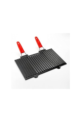 Metal Döküm Mangal Izgarası, Çift Silikon Kulplu, 40 X 25 X 0.7 Cm