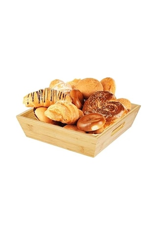 Bambu Ekmeklik Ve Meyvelik, Kare Büyük Ebat 25 Cm A