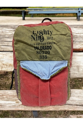 Old Cotton Cargo Kaliteli Vintage Tek Gözlü Disayn Sırt Gezi Çantası Kc Harley Bag 5097 Açık Mavi