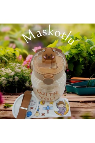 Maskotlu,çıkartma Hediyeli, Boyun Askılıklı, Ithal Lüx Matara/suluk 1100 Ml Kahverengi