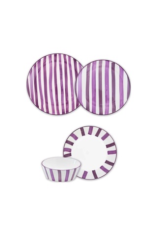The Mia Joy Yemek Takımı 6 Kişilik 24 Parça Mor 2401 Çok Renkli