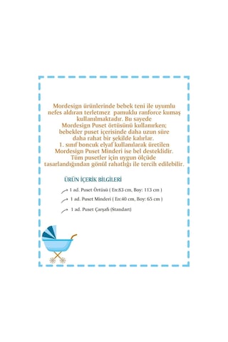 Mordesign Ortopedik Puset Minderi, Örtü Ve Çarşaf 3' Lü Set, Askı Stil, Animal Serisi Çok Renkli