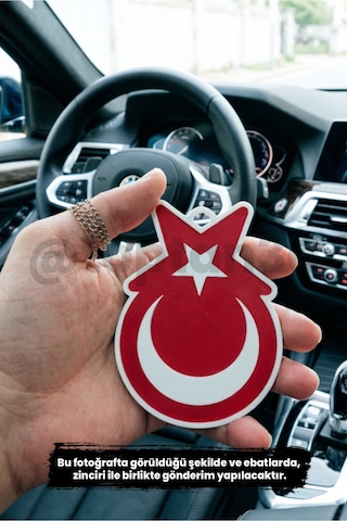 Türk Bayrağı Dikiz Ayna Süsü - Araba Hediyesi - Ay Yıldız Hediyelik Araba Süsü - Tek Taraflı