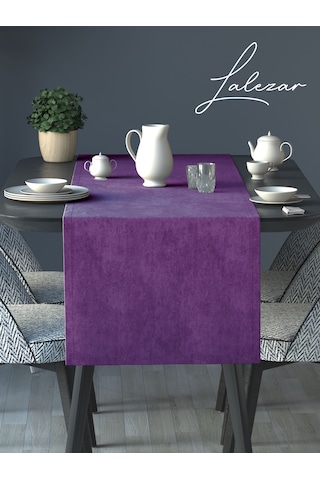 Kadife Efektli Tatlı Mor Rengi Aura Serisi Runner 40 X 140 Tatlı Mor