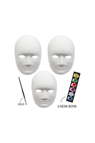 Maske Boyama Seti 3'lü Maske Fırça ve Boya Eğitici Maske Boya