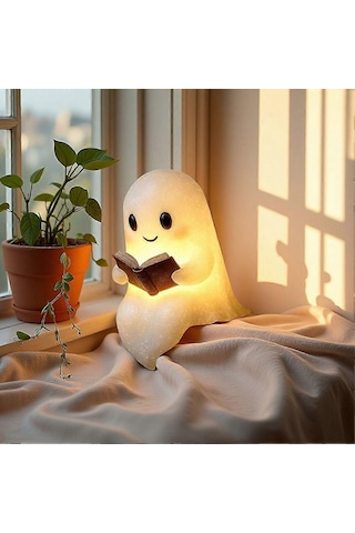 Sevimli Hayaletler Okuma Kitabı Lambası - Cadılar Bayramı, Masa Ve Oturma Odası Dekoru İçin Işıklı Hayalet Heykelleri, İç Mekan Ve Tatil Vurguları İçin Mükemmel - Happy Çok Renkli