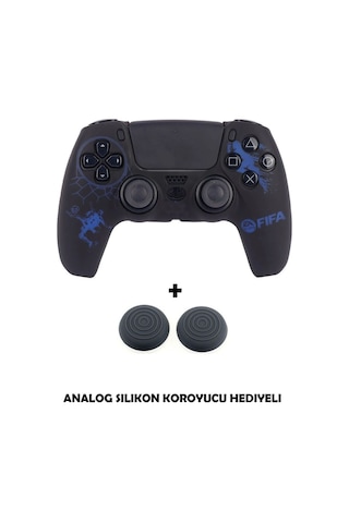 Ps5 Dualsense Futbol Takımı Temalı Koruyucu Silikon Kılıf + Analog Silikon Koruyucu Fiffa Mavi