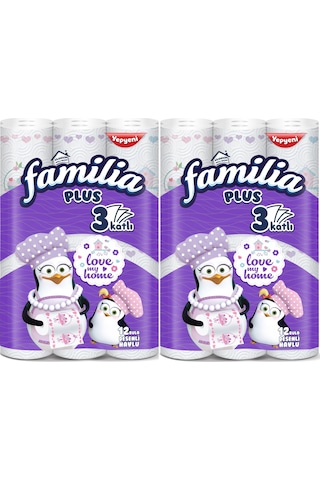 Familia Kağıt Havlu Plus Desenli 24 Lü Pk (3 Katlı) (2Pk*12) Love