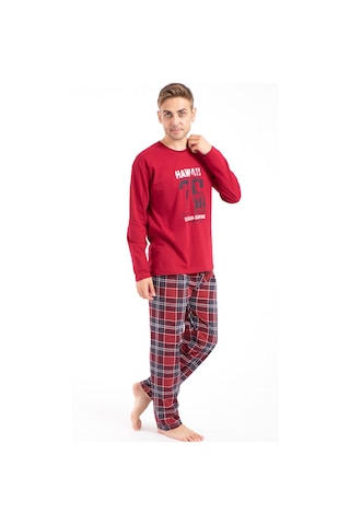 Tampap 2170 Baskılı Uzun Kol Erkek Pijama Takımı Bordo