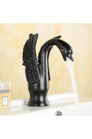 Banyo Lavabo Bataryası Kuğu Antik Siyah Banyo Lavabo Bataryası Kuğu Antik Siyah