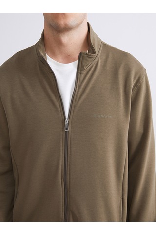 LC Waikiki Lc Waıkıkı Haki Rahat Kalıp Dik Yaka Erkek Fermuarlı Sweatshirt