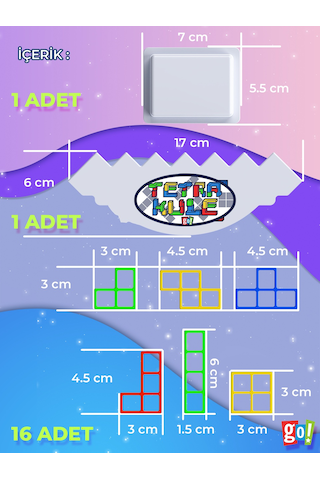 Tetra Kule Renkli Yapı ve Tasarım Eğitici Denge Oyunu 18 Parça