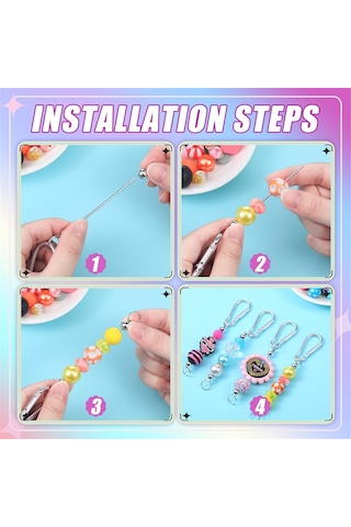 Gatherco 24 Parça Boncuklu Anahtarlık Çubuğu Gümüş Boncuklu Anahtarlık Toplu Dıy Boş Anahtarlık Çubuğu Boncuklu Kancalı Anahtarlık Dıy İçin