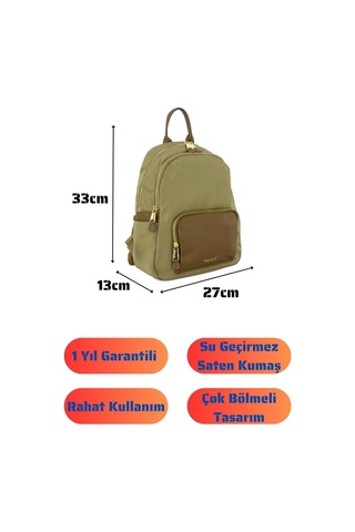 Bolsas Saten Kumaş Kadın Sırt Çanta Bej 1048 Bej