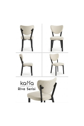 Riva , Modern Mutfak Sandalyesi, Yemek Odası Sandalyesi, Bahçe, Kafe - 6 Adet Krem Sandalye