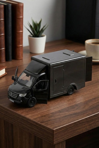 Mercedes-benz Sprinter 1:48 Ölçek Çek Bırak Metal Kargo Kamyoneti Oyuncak Araba 14 Cm
