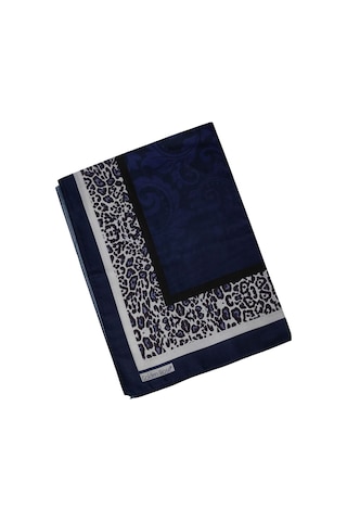 Mim Eşarp Ecenur Soft Pamuk Leopar Desenli Etnik Şal Lacivert