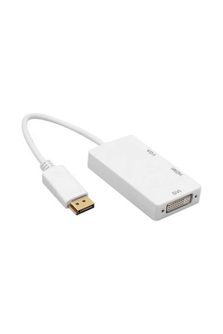 Displayport To Hdmi Vga Dvi Çevirici Adaptör Beyaz