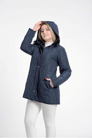 Vetre Kadın Kapitone Mont (75 Cm) Lacivert Büyük Beden 1014 Çok Renkli