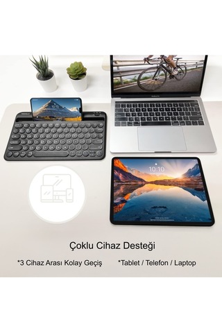 Luve Store Bluetooth Kablosuz Klavye 78 Tuşlu İngilizce Q Şarjlı Tablet Telefon Standlı