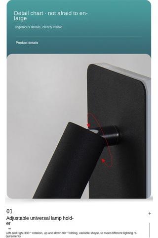 Ayarlanabilir Duvar Lambası Başucu Çalışma Odası Okuma Aplik Lambası Beyaz Beyaz