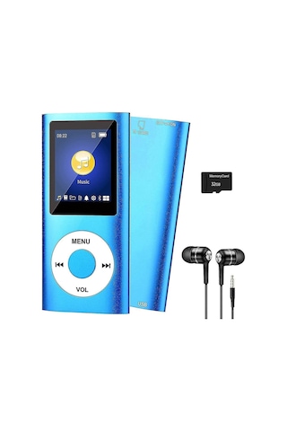 Metal Mp3 Çalar Dijital Ekranlı Mp4 Player Fm Radyo 32gb Hafıza Kartı