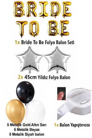 Gold Altın Bride To Be Yıldız Folyo Balon Süsleme Seti Mekan Oda Bekarlığa Veda Partisi Malzemeleri