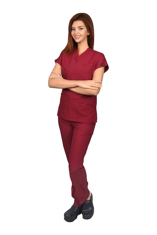 Kadın Doktor Hemşire Forması Scrubs Likralı Esnek Kumaş Hastane N (490701742)