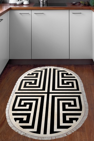 Eko Trend Djt Banyo Paspası Yıkanabilir Kaymaz Taban 658m Oval Modern Siyah