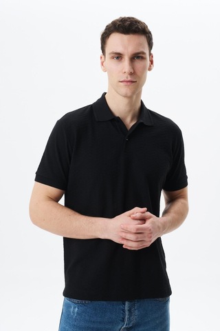 AR-MA Arma Erkek Basic Regular Fit Jakarlı Süprem Polo Yaka Tişört Y29374356402 Siyah