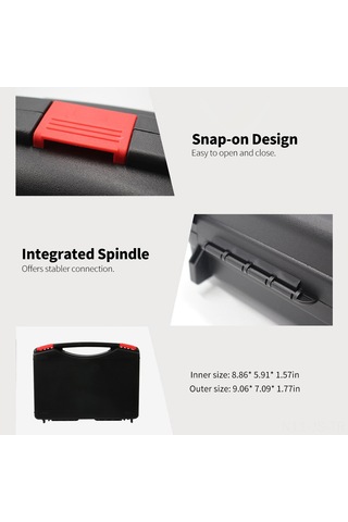 Jeemson Sert Abs Malzemeyle Yapılmış Ergonomik Kollü, Sıkma Dayanıklı, Kırılmaya Dayanıklı, Snap-on Kapaklı Siyah Çelik Araç Gereç Kutusu