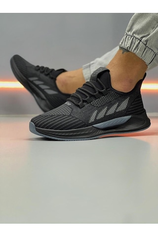 Wipper Ultra Hafif Triko Sneaker - Nefes Alan Ortopedik Poli Taban Unisex Yazlık Spor Ayakkabı Yazlık Siyah Füme
