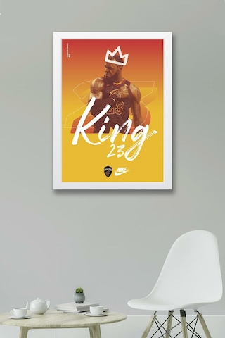 Lebron James 23 King Çerçeveli Tablo - Cleveland Cavaliers Nba Posteri Tablo