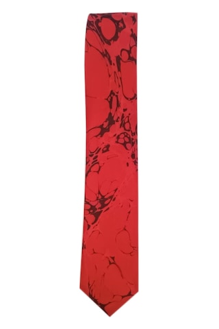 Elifebru Exclusive Handicrafts Ebru Sanatı Saten Kumaş Kırmızı Siyah Erkek Kravat Sakr 151 Kırmızı Siyah 001